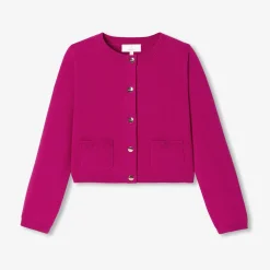 Cardigan court enfant fille - cerise clair