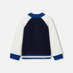 Cardigan Teddy bébé garçon - marine/blanc