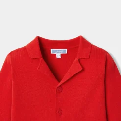 Cardigan worker en tricot bébé garçon - rouge vif