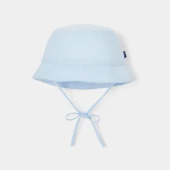 Chapeau bébé garçon en Oxford - blanc/bleu