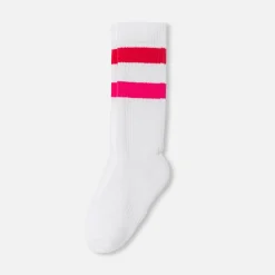 Chaussettes hautes enfant fille - blanc/rose