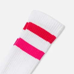 Chaussettes hautes enfant fille - blanc/rose