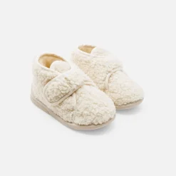 Chaussons bébé en sherpa - ecru/beige