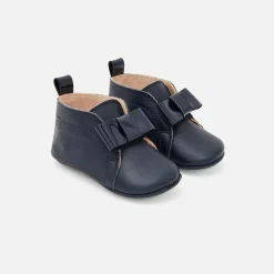 Chaussons bébé fille en cuir - marine jacadi
