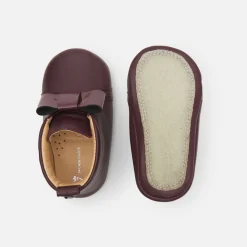 Chaussons bébé fille en cuir - bordeaux