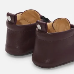 Chaussons bébé fille en cuir - bordeaux