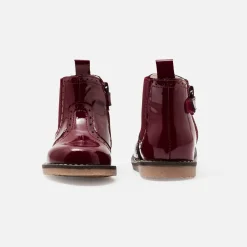Chelsea boots bébé fille en cuir verni - bordeaux