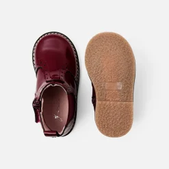 Chelsea boots bébé fille en cuir verni - bordeaux