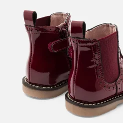Chelsea boots bébé fille en cuir verni - bordeaux