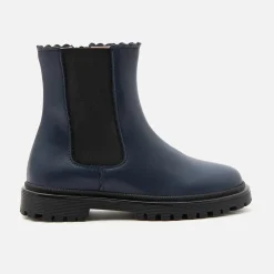 Chelsea boots enfant fille en cuir lisse - marine jacadi