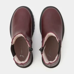 Chelsea boots enfant fille en cuir lisse - bordeaux