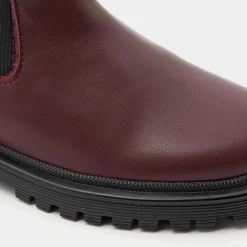 Chelsea boots enfant fille en cuir lisse - bordeaux