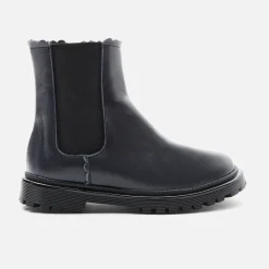 Chelsea boots enfant fille en cuir lisse - marine jacadi