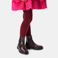 Chelsea boots enfant fille en cuir lisse - bordeaux