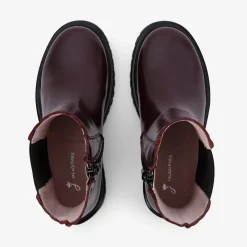 Chelsea boots enfant fille en cuir lisse - bordeaux