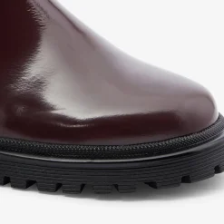 Chelsea boots enfant fille en cuir lisse - bordeaux