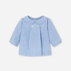 Chemise bébé garçon en popeline - bleu/blanc