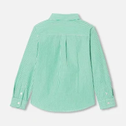 Chemise enfant en popeline rayée - blanc/vert