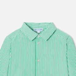 Chemise enfant en popeline rayée - blanc/vert