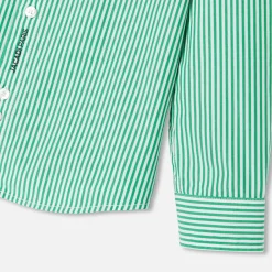 Chemise enfant en popeline rayée - blanc/vert