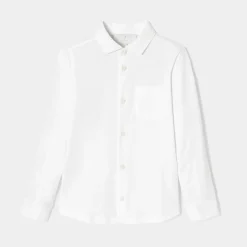 Chemise enfant garçon en coton mercerisé - blanc jacadi