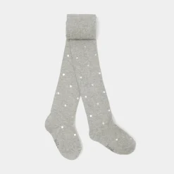 Collants à pois en Lurex enfant fille - gris chine clair jacadi