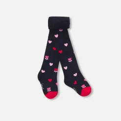 Collants bébé fille motif cœur tulipe - marine/multicolore
