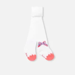 Collants bébé fille nœud tissu Liberty - blanc doux/multicolore