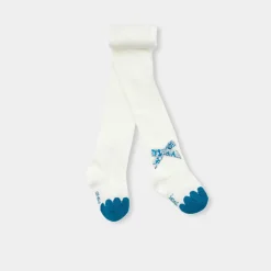 Collants bébé fille nœud tissu Liberty - blanc/bleu