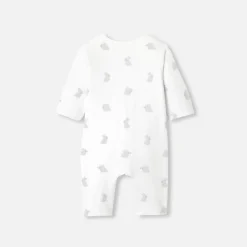 Combinaison bébé en jersey ouatiné - blanc/gris