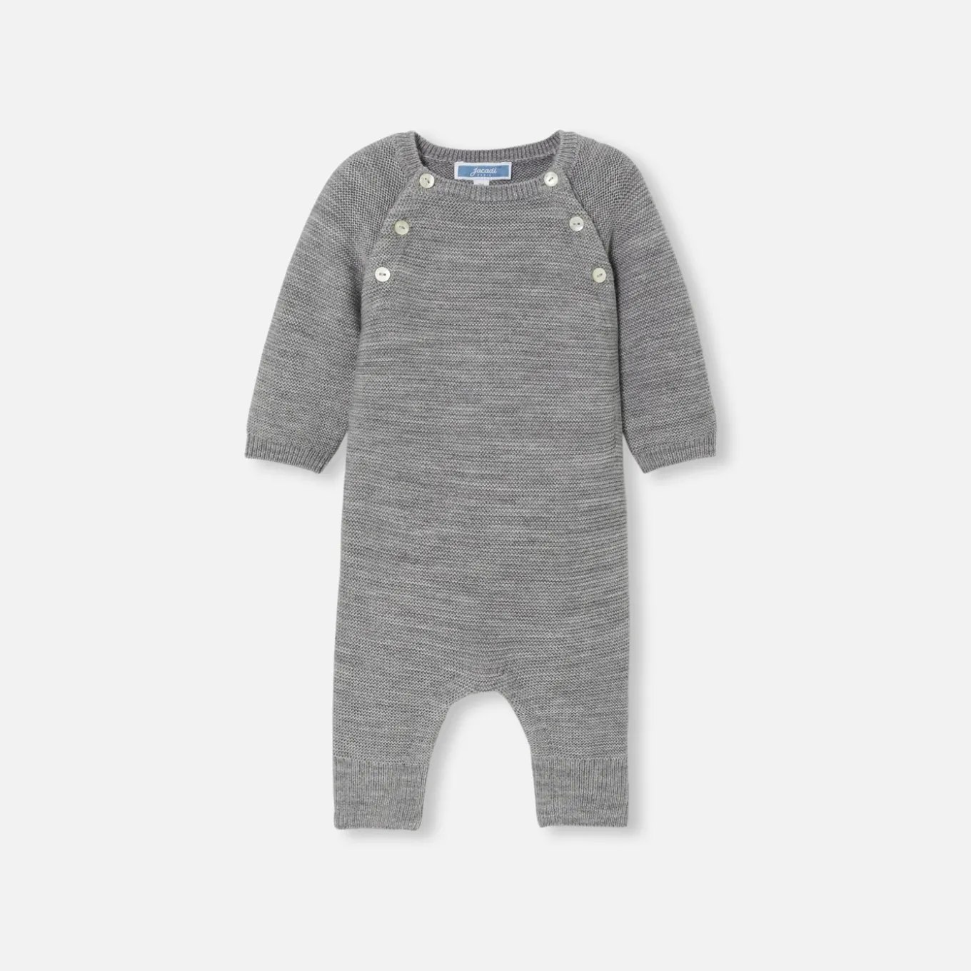 Combinaison bébé en laine mérinos - gris chine clair jacadi