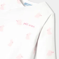 Combinaison bébé fille en jersey - blanc/rose