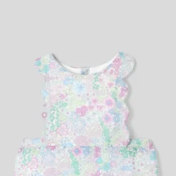 Combinaison bébé fille en tissu Liberty - blanc/multicolore