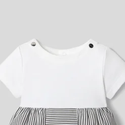 Combinaison bébé garçon bi-matière - blanc/gris