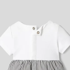 Combinaison bébé garçon bi-matière - blanc/gris