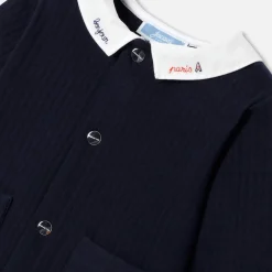 Combinaison bébé garçon en jersey quilté - marine clair