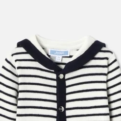 Combinaison bébé garçon en tricot - marine/blanc