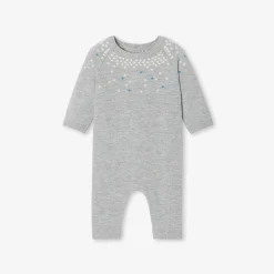 Combinaison bébé garçon en tricot - gris chine clair jacadi