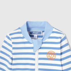 Combinaison de bain protection UV UPF 40+ bébé garçon - blanc/bleu