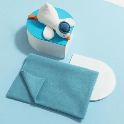 Couverture en point mousse - bleu deau