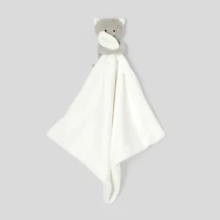 Doudou chat en velours bouclette - blanc/multicolore