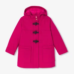 Duffle-coat enfant fille en laine - rose grenadine