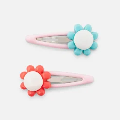 Duo de barrettes bébé fille - marine/rouge