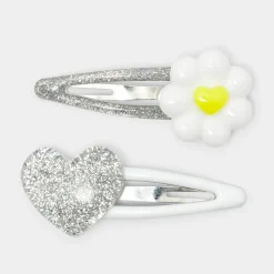 Duo de barrettes bébé fille - argent/multicolore