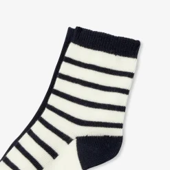 Duo de chaussettes bébé - blanc/marine