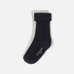 Duo de chaussettes bébé garçon - marine/gris