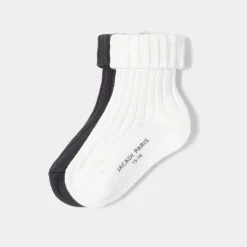 Duo de chaussettes bébé garçon - blanc/gris