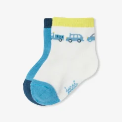 Duo de chaussettes bébé garçon - blanc/bleu