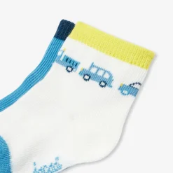 Duo de chaussettes bébé garçon - blanc/bleu