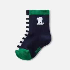 Duo de chaussettes bébé garçon - marine/vert
